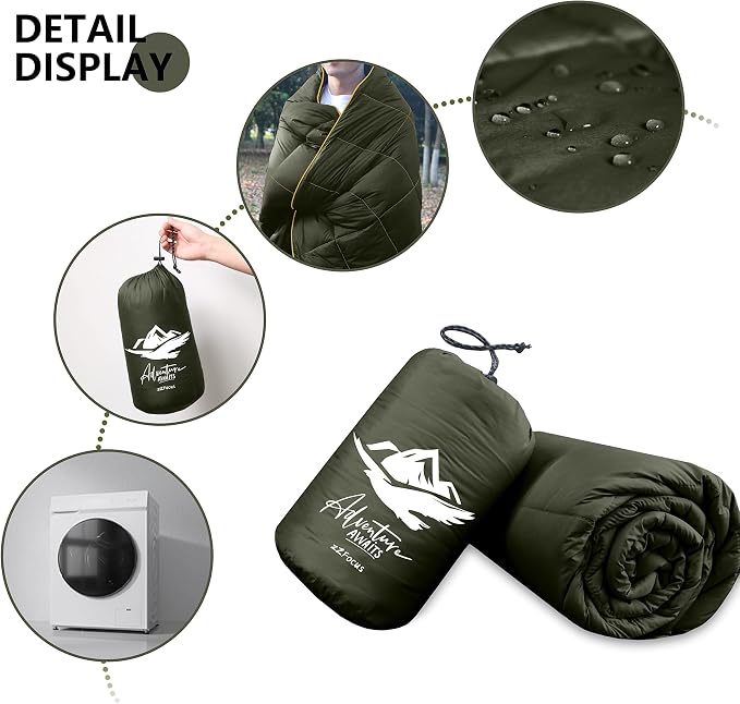 Camping Blanket,Lightweight Puffy Blanket Packable Down Alternative Throw Blanket Waterproof Windproof for Outdoors, Travel, Beach, Airplane, Hiking - Image 8