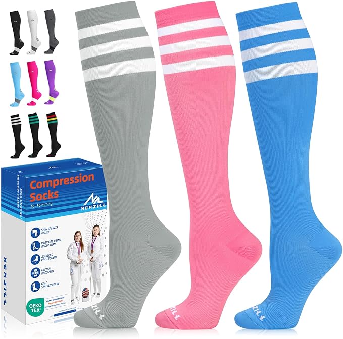 NEWZILL Medical Compression Socks for Women & Men, 20-30 mmHg Knee-High Support for Circulation, All-Day Comfort for Work Travel Running Cycling and Fitness by NEWZILL