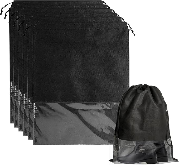 6 Pack Shoe Bags for Tall Boot Knee Travel High Boot Storage Organizers Bag -15.7‘’ X 19.6‘’, Black by Unknown