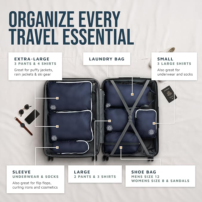 TRIPPED Travel Gear Large Compression Packing Cubes 7-Piece Set for Travel - Image 2