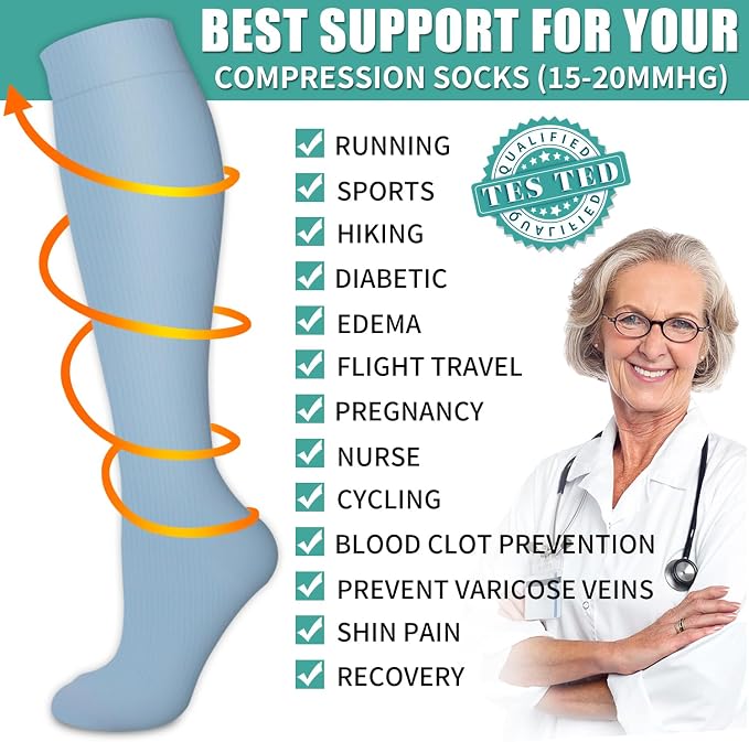 3 Pack Medical Compression Sock-Compression Sock For Women and Men Circulation -Best for Running,Nursing,Athletic Sports - Image 5