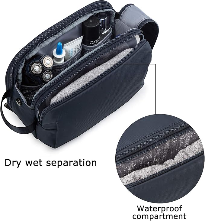 BAGSMART Toiletry Bag for Men, Travel Toiletry Organizer Dopp Kit Water-resistant Shaving Bag for Toiletries Accessories, Door Room Essentials,Navy Blue-medium - Image 4