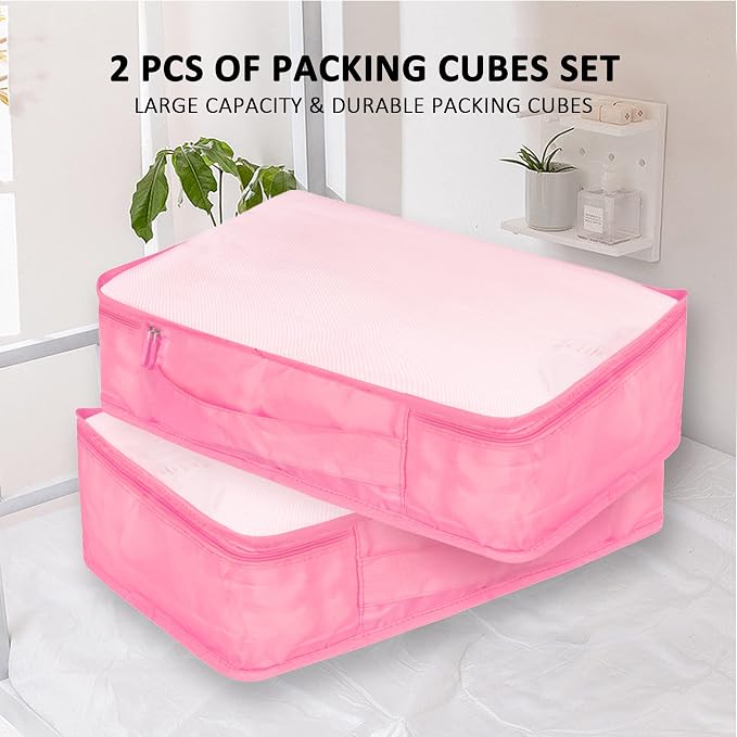 Packing Cubes Set, 2 Pcs Packing Organizers Set for Suitcases (Pink) - Image 8