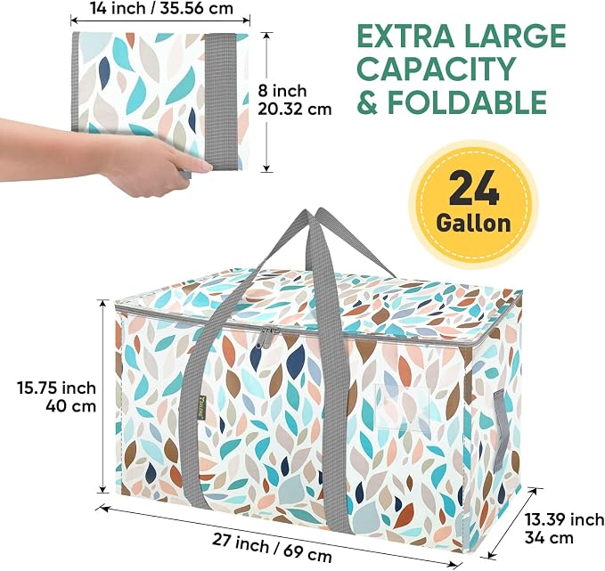 BALEINE 4-Pack Oversized Moving Bags with Reinforced Handles, Heavy-Duty Storage Tote for Clothes, Moving Supplies (Mosaic, 4-Pack) - Image 2