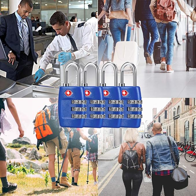 TSA Luggage Locks (4Pack) - 3 Digit Combination Padlocks - Approved Travel Lock for Suitcases & Baggage (Dark Blue) - Image 7
