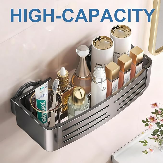 2Pcs Suction Cup Shower Caddy,Upgrade Extra-Strong Suction Shower Shelves with Hooks,No Drilling Waterproof & Rustproof Bathroom Organizers and Storage,Reusable Shower Racks for Shampoo and Toiletries - Image 7