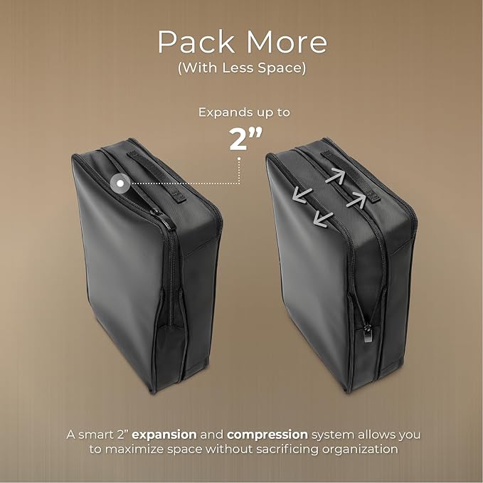 Briggs & Riley Carry On Compression Packing Cube Set - Bag Organizer for Suitcase & Luggage, Travel Essentials for Women & Men, Pack Accessories for Vacation, Maximize Storage Space - 3-Piece, Black - Image 4