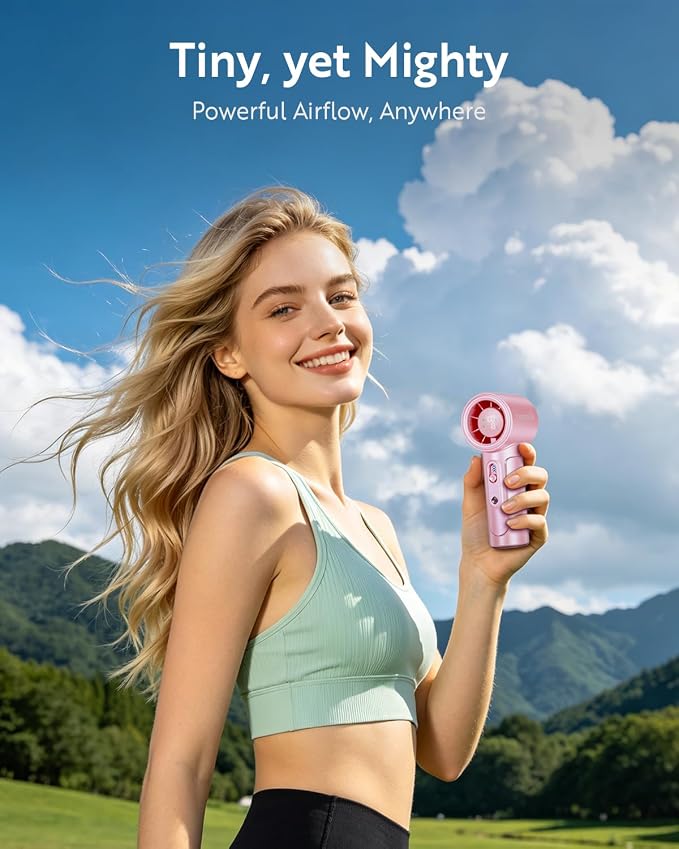 Handheld Portable Fan, 5000mAh Rechargeable Powerful Mini Fan | Up to 18 Hours Runtime, Smart LED Display, 0-100 Adjustable Speed, Pocket Turbo Personal Fan for Makeup, Travel, Outdoor - Image 5