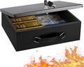 KYODOLED Fireproof Document Box with Key Lock, Large Safe Storage Box for Valuables, Fire Resistance Security Chest, Lock Box for Passport, Cash, Tablet 13.2'' x 11'' x 4.13'' Black by KYODOLED