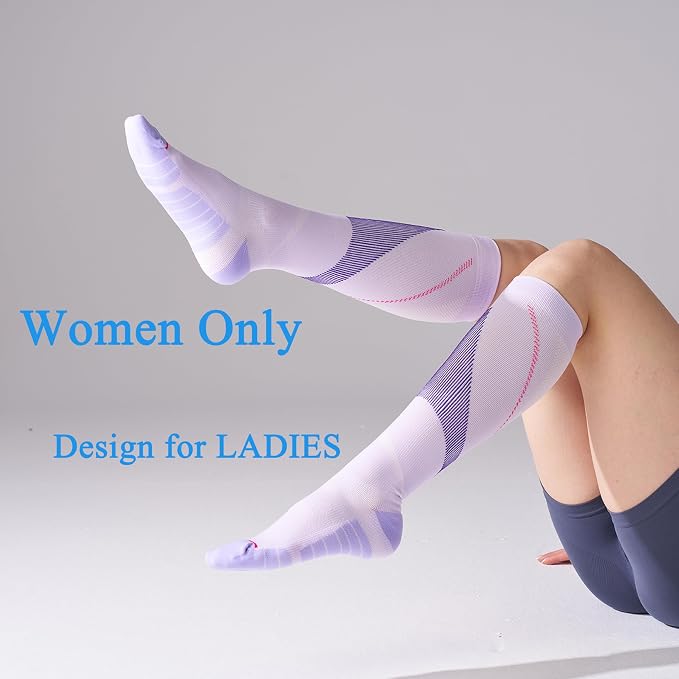 4 Pairs Compression Socks For Women and Men 20-30mmHg Graduated Compression Circulation Support Socks For Travel - Image 6