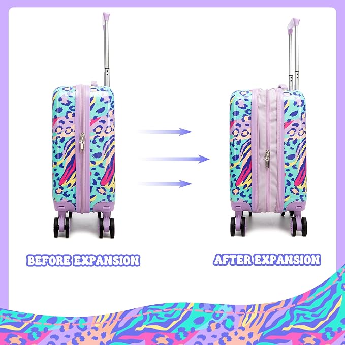 Kids Carry on Luggage Sets 5 Piece Rolling Suitcases for Girls Women with Wheels Toddler Hardshell Suitcase Set Airplane Approved - Image 5