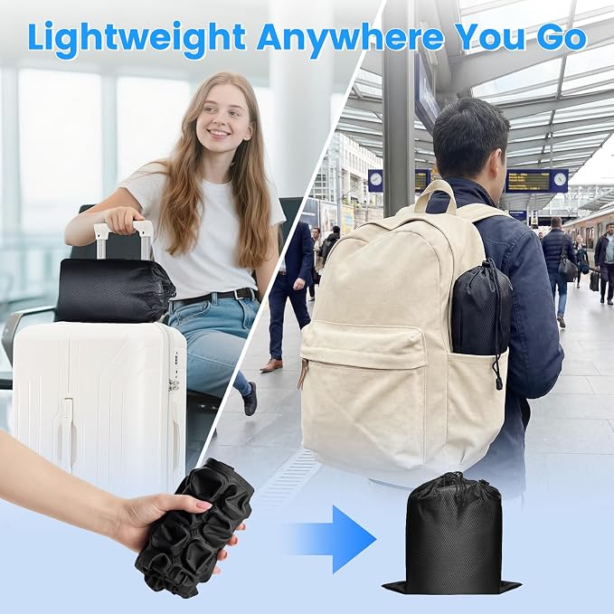 Inflatable Seat Cushion,Airplane Seat Cushion for Long Flights,Press Type Air Inflatble Cushion for Office,Chairs,Car and Wheelchair,Dark Black - Image 7