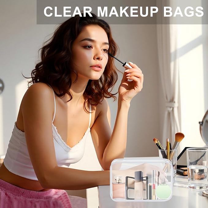 Clear Toiletry Bag, 12 Pack TSA Approved Toiletry Bag Carry on Travel Accessories Bag, Quart Size Bag for 3-1-1 Liquids Airport Airline Compliant Clear Makeup Bag with Metal Zipper (White Bags) - Image 7