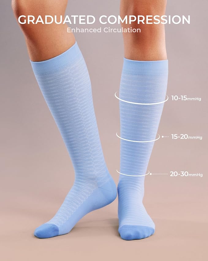 FITRELL 4 Pairs Compression Socks for Women & Men, 15-20mmHg Circulation Support for Athletic Travel Daily Wear - Image 4