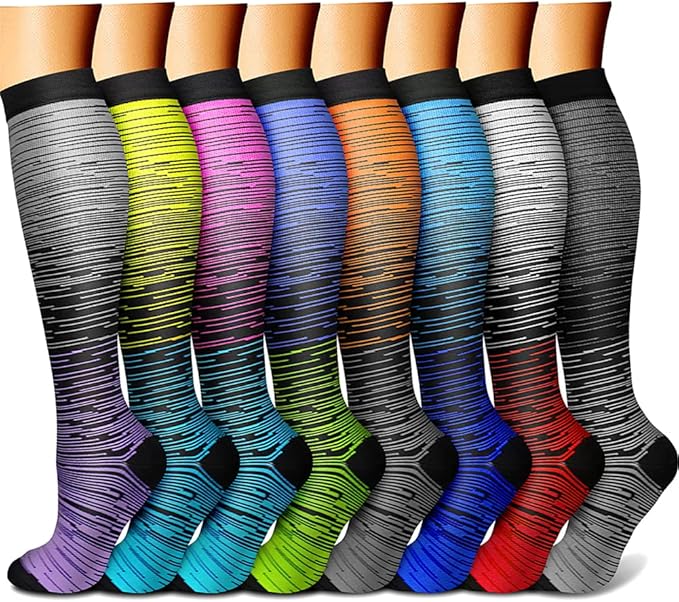 CHARMKING Compression Socks for Women & Men Circulation (8 Pairs) 15-20 mmHg Best Calf Socks Support for Athletic Cycling by CHARMKING