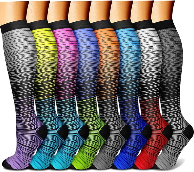 CHARMKING Compression Socks for Women & Men Circulation (8 Pairs) 15-20 mmHg Best Calf Socks Support for Athletic Cycling by CHARMKING