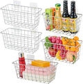 JUNCHU CHERRY 5 Pack Hanging Storage Basket, Bathroom Basket, Household Goods, with Traceless Tape, no Drilling, for Cabinet Storage, Kitchen, Bathroom, Storage Room,Chrome by JUNCHUCHERRY