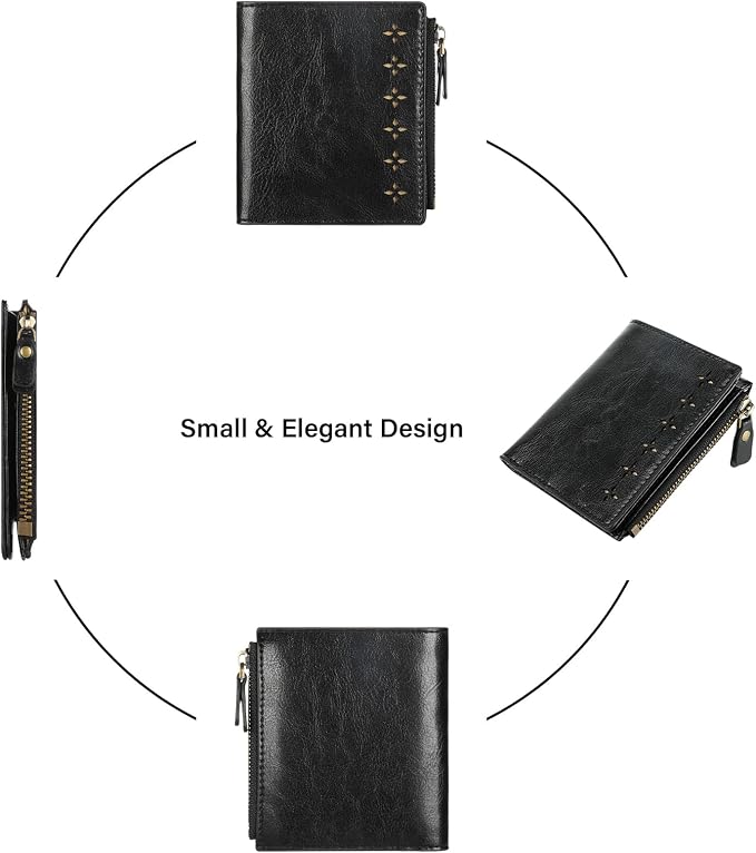 Ultra Thin Small Compact Leather Womens Girls Wallets RFID Blocking Credit Card Holder for Women - Image 6