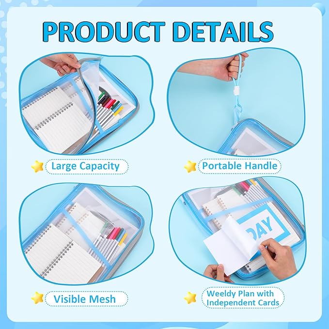 7 Pack Clear Packing Cubes for Travel Days of Week Packing Cubes with Labels Colored Lanyards Luggage Organizer Bags for Travel Summer Camping Essentials - Image 4