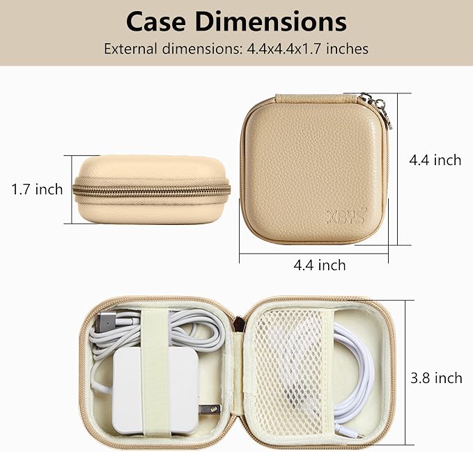 Portable Charger Case, Tech Pouch Travel Organizer, M, Light Khaki | Hard Shell Electronic Storage for MacBook Power Adapter, Charging Cords, USB Drives, Power Bank Laptop Accessories - Image 2