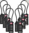 LUGGEX 6 Pack TSA Locks for Luggage, Luggage Locks TSA Approved | Suitcase Locks in Gift Box, Ultra-Light 33g Combination Cable Locks, Easy-Read Dials for Suitcase Backpack Gym, Black by LUGGEXLUGGAGE