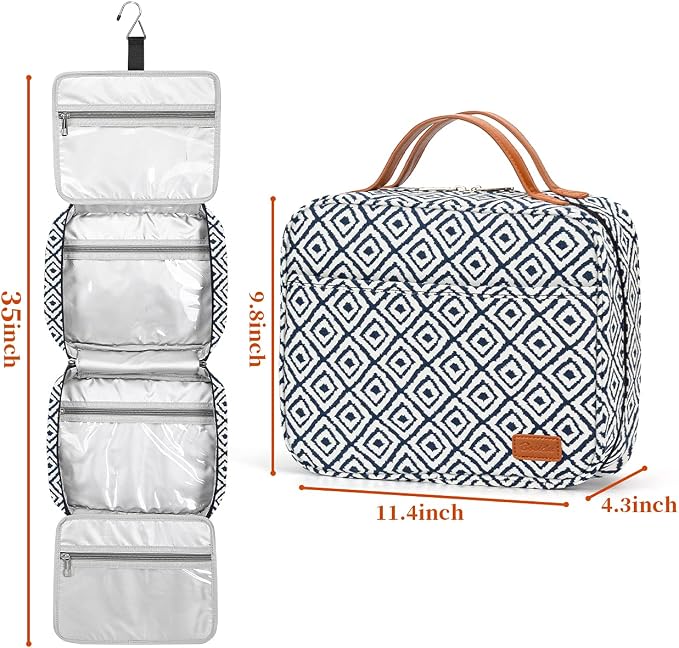 Hanging Travel Toiletry Bag,Large Capacity Cosmetic Travel Toiletry Organizer for Women with 4 Compartments & 1 Sturdy Hook,Perfect for Travel/Daily Use/Christmas - Image 7