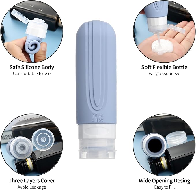 Mrsdry 16 Pack Travel Bottles for Toiletries, Oversize 6oz Silicone Travel Containers, Leak Proof Refillable Liquid Shampoo And Conditioner Travel Essentials - Image 4