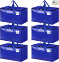 HomeHacks Moving Bags, 93L-6 Pack Heavy Duty Moving Totes | Storage Bags, Collapsible Moving Supplies, Reinforced Handles & Tag Pocket, Moving Totes with Zipper by HomeHacks