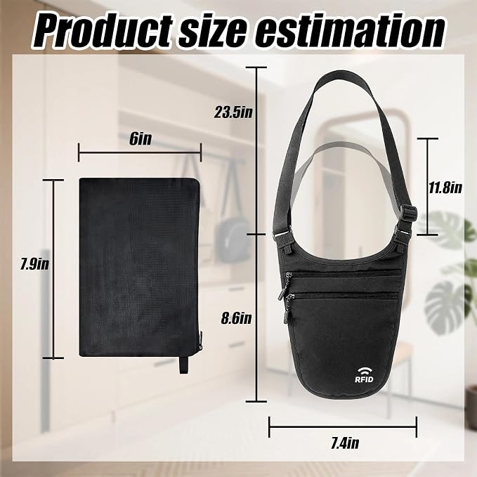 Travel Money Belt Under Clothes,RFID Passport Wallet, Hidden Money Belt for Travel Women Men, Secure Wallet to Protect Cash, Credit Cards - Image 2