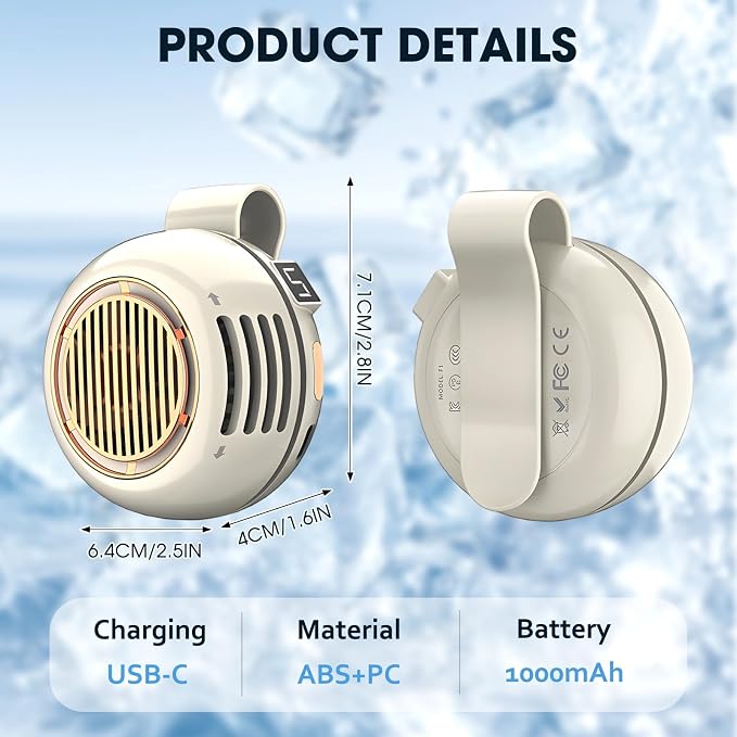 Portable Mini Bladeless Fan Clip on, 5 Speeds Clip on Fan for Shirt & Waist | USB Rechargeable 360° Rotatable Silent Small Fans, 2026 New Whirlwind Fans for Outdoor/Travel/Office (Green) - Image 2