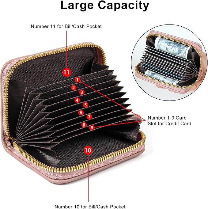 Credit Card Wallet, RFID Card Case Wallet, Zipper Card Cases Holder for Men Women, RFID Blocking, KeyChain Wallet, Compact Size Card Organizer Case for Women - Image 2