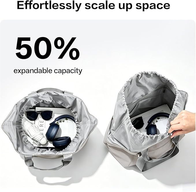 EKOROMIER Dual-Handle Expandable Tote Bag,Ultra-Lightweight Travel Bag | Expandable 30L-50L waterproof handbags & wear-resistant shopper. Perfect weekender, carry on, gym or beach bag. - Image 6