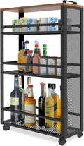 3-Tier Rolling Cart Slim - Black Laundry Bathroom Kitchen | Steel Frame, Mesh Baskets, for Small Spaces, 110 lb Capacity, 4 Wheels 2 Lockable, Utility Storage Snack Coffee Craft by fusehome