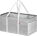 LHZK Standing Extra Large Utility Tote Bag with Metal Wire Frame and the Sides Rinforced, Extra Large Tote Bag with Handle, Reusable Grocery Bags Foldable, Beach Bag, Car Tote, Black, 26''x15''x13'' by LHZK