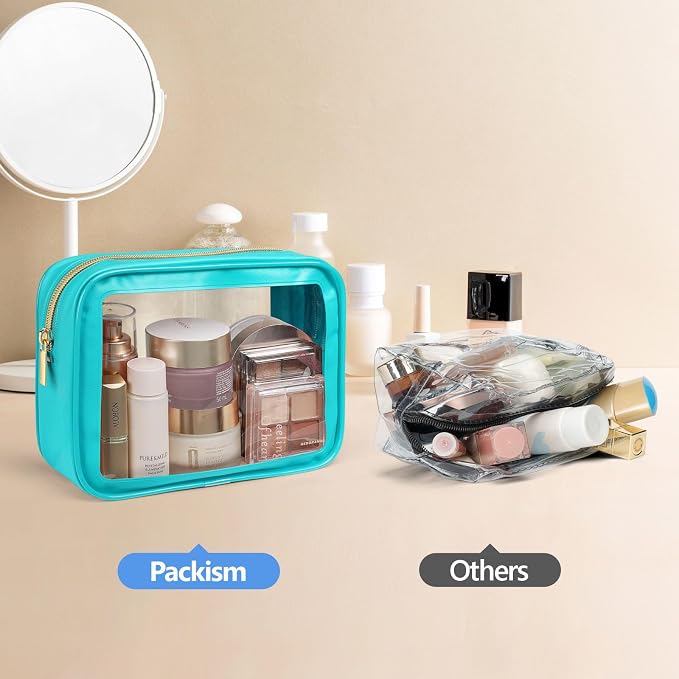 Clear Makeup Bag Foldable - TSA Approved Toiletry Bag for Travel | Metal Zipper, Reinforced Seam, Water Resistant, Medium for Carry-on, Large for Checked Luggage, for Car Storage Organizer - Image 6