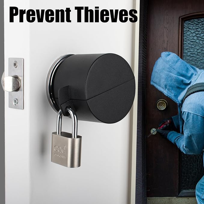 Door Knob Lockout Device with Padlock,Cover to Disable The Doorknob, Prevents Turning of Door Knob and Access to Keyhole, Prevents Operating The Knob,Black - Image 3