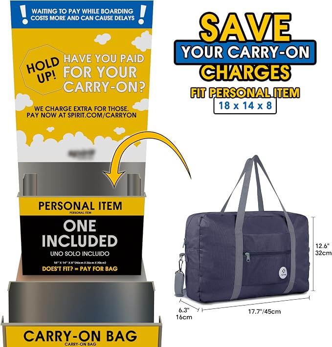 For Spirit Airlines Personal Item Bag Foldable Travel Duffel Bag Tote Carry on Luggage Duffle Overnight for Women and Men - Image 2