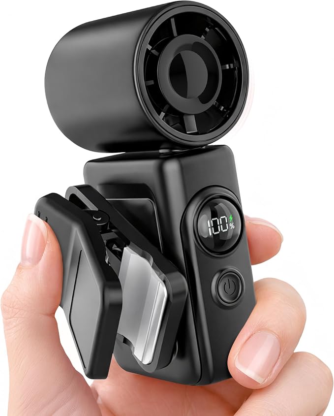 Hotsales Clip-On Portable Fan for Strollers, Handheld Turbo Fan for Travel | Small But Mighty Mini Fan, Detachable 360° Rotating Clip, LED Display, Rechargeable, Summer Outings, Gifts For Women And Men by Hotsales