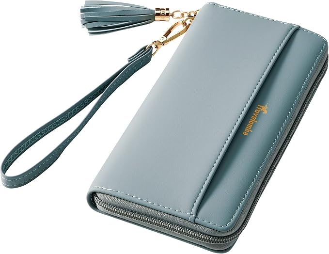 Travelambo Wristlet Wallet Women RFID Bifold Large Capacity Clutch Purse | Tassel, Zipper Coin Pocket, Card Holder Wallet, Gifts for Women by Travelambo