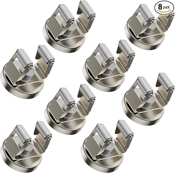 ULIBERMAGNET Magnetic Mop Broom Holder,Heavy Duty Movable Magnetic Tools Holder,Anti-Slip Magnet Mounted Utility Storage Mop Shovel Hanger for Garage, Kitchen, Laundry, Garden(8 Pack/Silver) by ULIBERMAGNET