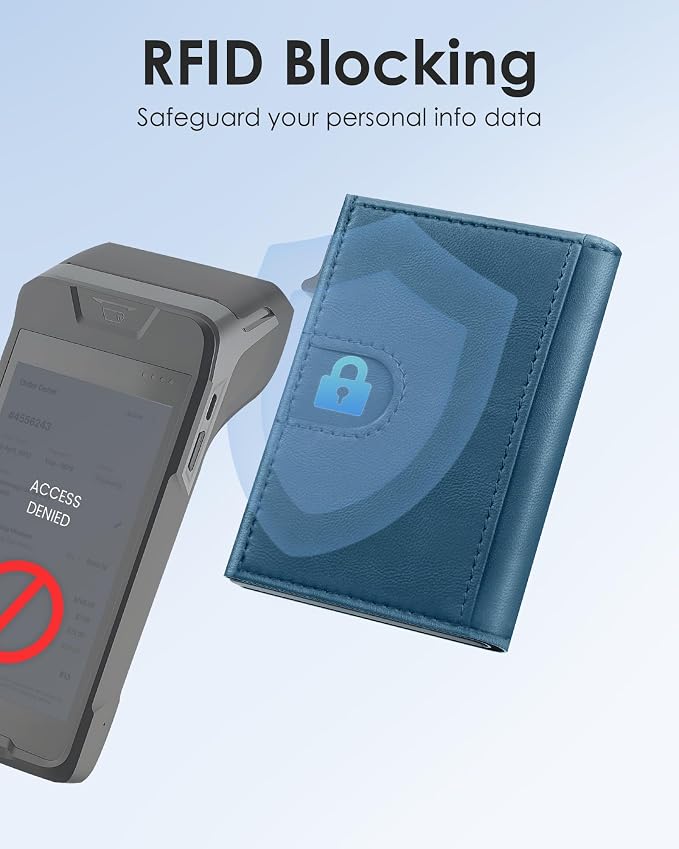 QLD RFID Wallet for Men - Smart Pop up Card Holder - Trifold, Slim, Minimalist Wallet for Front Pocket, 9-11 Cards Capacity | ID Window | Cash Slot | Magnetic Closure - Image 3