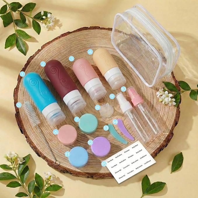 16 Pack Travel Bottles Set for Toiletries, TSA Approved Travel Containers Leak Proof Silicone Squeezable Travel Accessories 2oz 3oz for Shampoo Conditioner Lotion Body Wash (BPA Free) (Multicolored) - Image 2