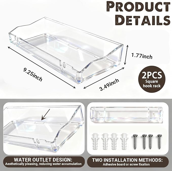 Clear Acrylic Floating Shelves for Wall, 4 Count | Upsimples Floating Stands, Living Room, Bedroom, Kitchen Storage, Bathroom Wall Organizer - Image 2