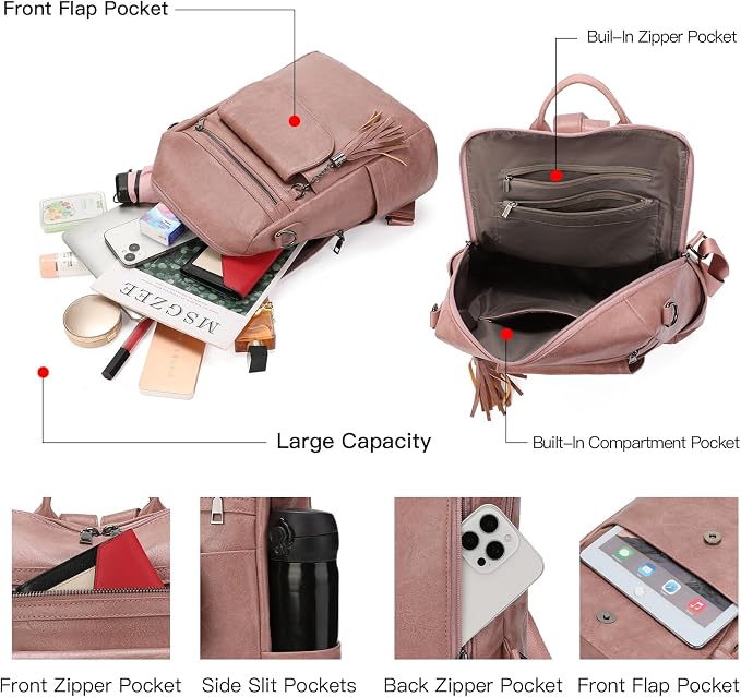 GAEKEAO Backpack Purse for Women PU Leather Anti-theft Backpack Ladies Convertible Large Travel Designer Fashion Shoulder Bag - Image 3