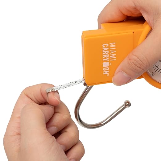 Mechanical Luggage Scale with Tape Measure, Up to 80 Pounds (Orange) - Image 2