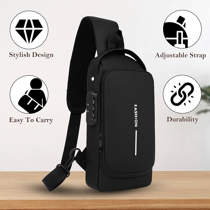 Unisex Anti-Theft Sling Bag with USB Port, Water-Resistant Crossbody Chest Backpack for Travel & Work - Image 8