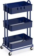 Simple Houseware 3-Tier Heavy Duty Metal Utility Rolling Cart, Navy by SimpleHouseware