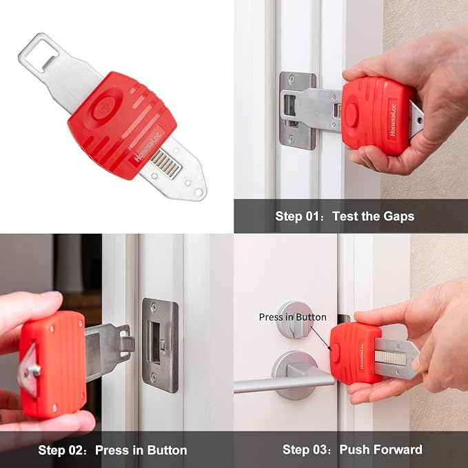 Portable Door Lock, Anti-Theft Lock, Travel Door Lock for Additional Privacy and Safety, Home Security Door Locker for Hotel Apartment School - Image 5