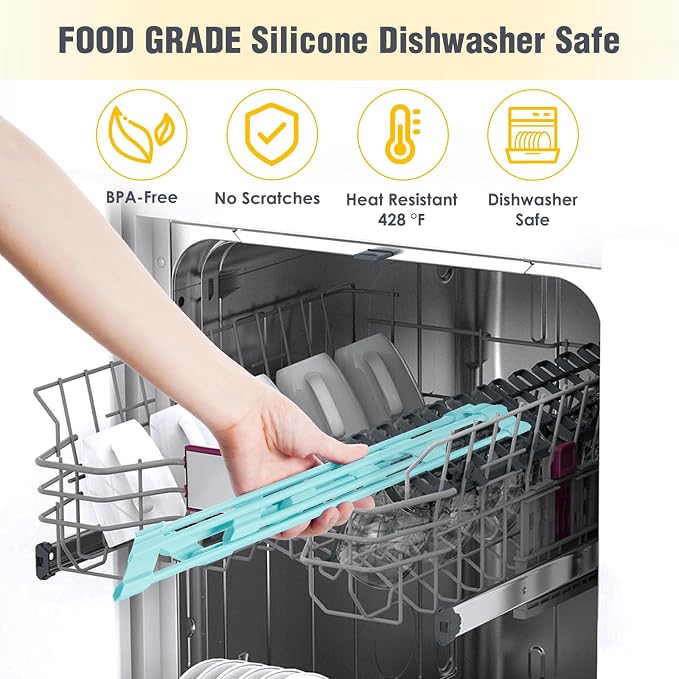 Tomorotec Roll Up Dish Drying Rack with Silicone Coating, Mint Green | 304 Stainless Steel with BPA-Free Silicone, Triangle Design Maximizes Sink Corner Space, Fits Compact Kitchens And RVs - Image 6