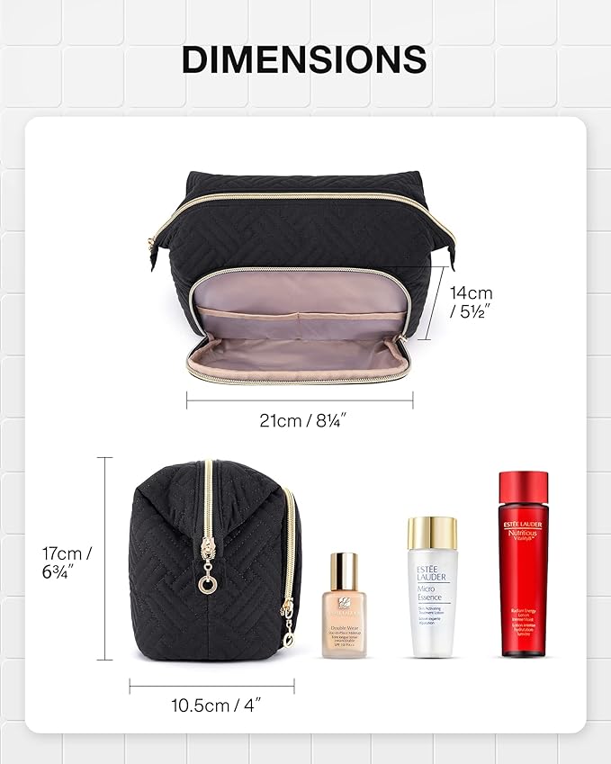 BAGSMART Travel Makeup Bag, Cosmetic Bag Make Up Organizer Case,Large Wide-open Pouch for Women Purse for Toiletries Accessories Brushes Black - Image 5